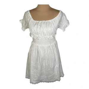 REVOLVE LPA White Eyelet Frill Sleeve Cottagecore‎ Mini Dress Size Medium